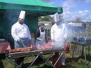 BBQ being cooked and served